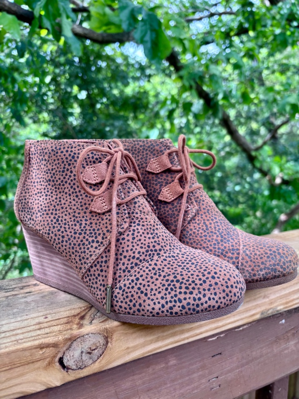 Toms Dotted Wedge Ankle Booties